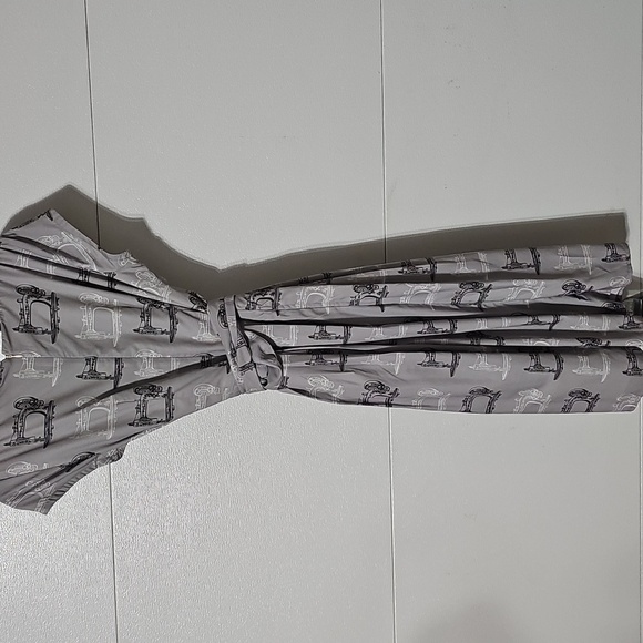 eShakti Gray Sewing Machine Print Midi Dress - Picture 4 of 4